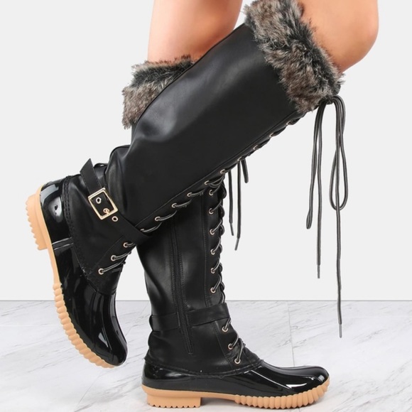 SHEIN Shoes - Final price SHEIN Faux Fur Trim Duck Knee Boots